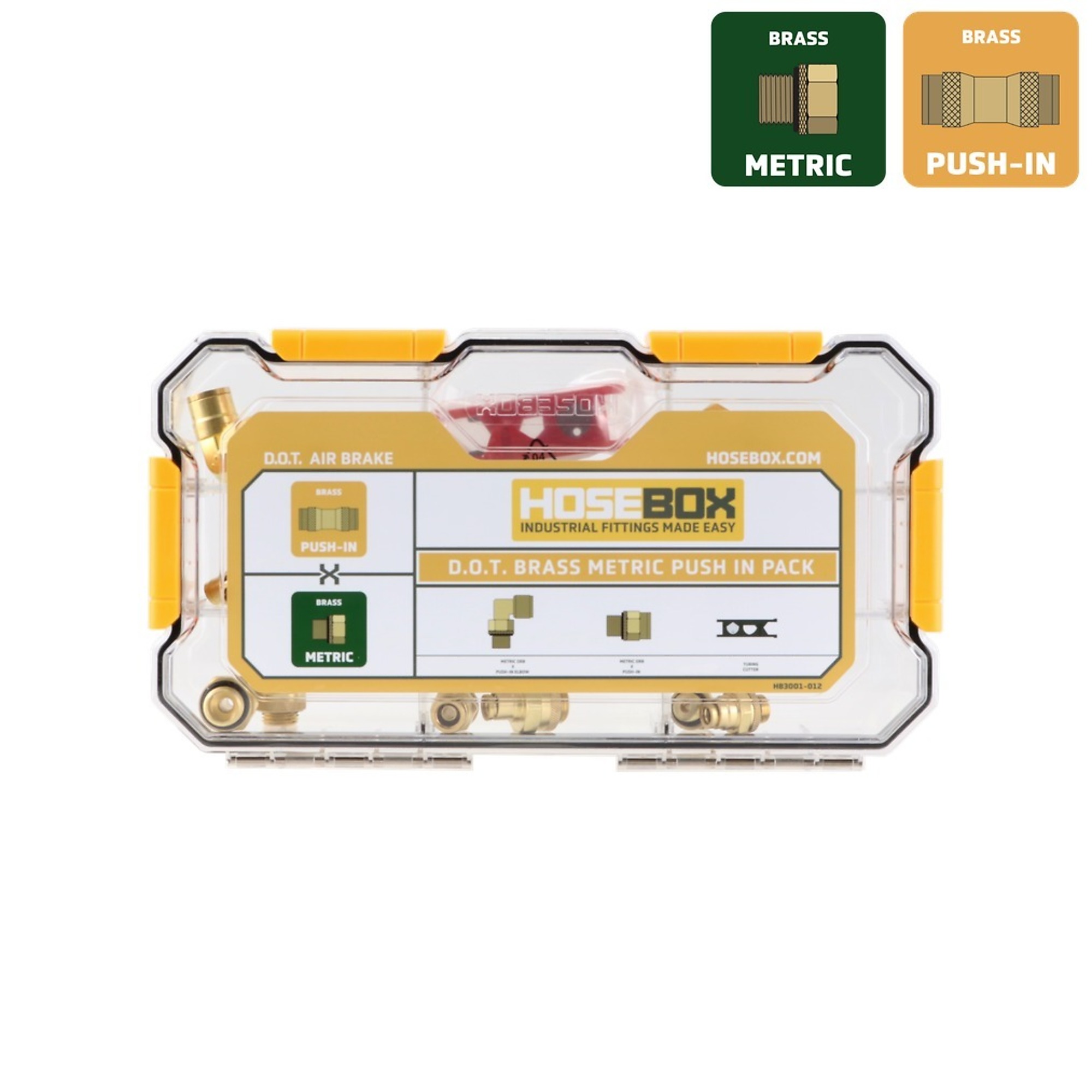 HoseBox D.O.T. Metric Push-In Pack for Volvo and Mack, 15 Fittings, Model# HB3001-012